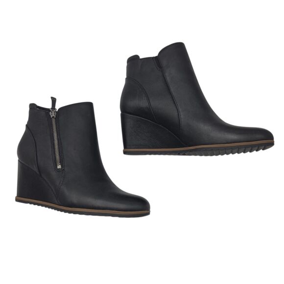 Soul Naturalizer Haley Women 9.5M Black Wedge Ankle Booties Zip Nubuck Style NEW - Picture 11 of 15